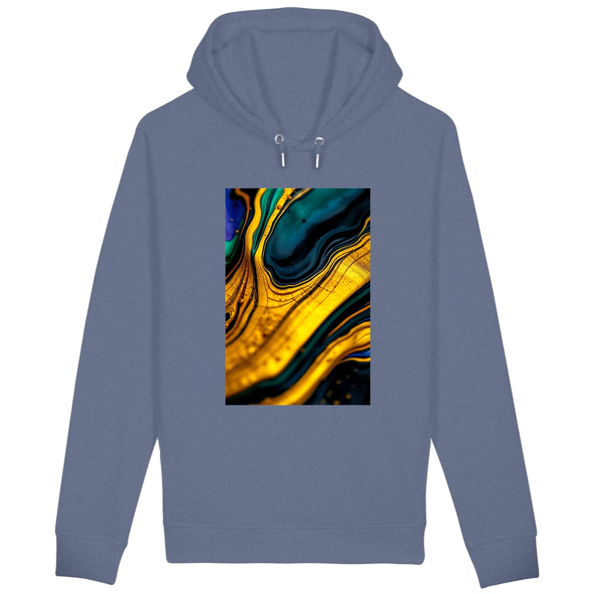 Sweat À Capuche Imprimé Avec Poches Latérales - face_bleuindigo