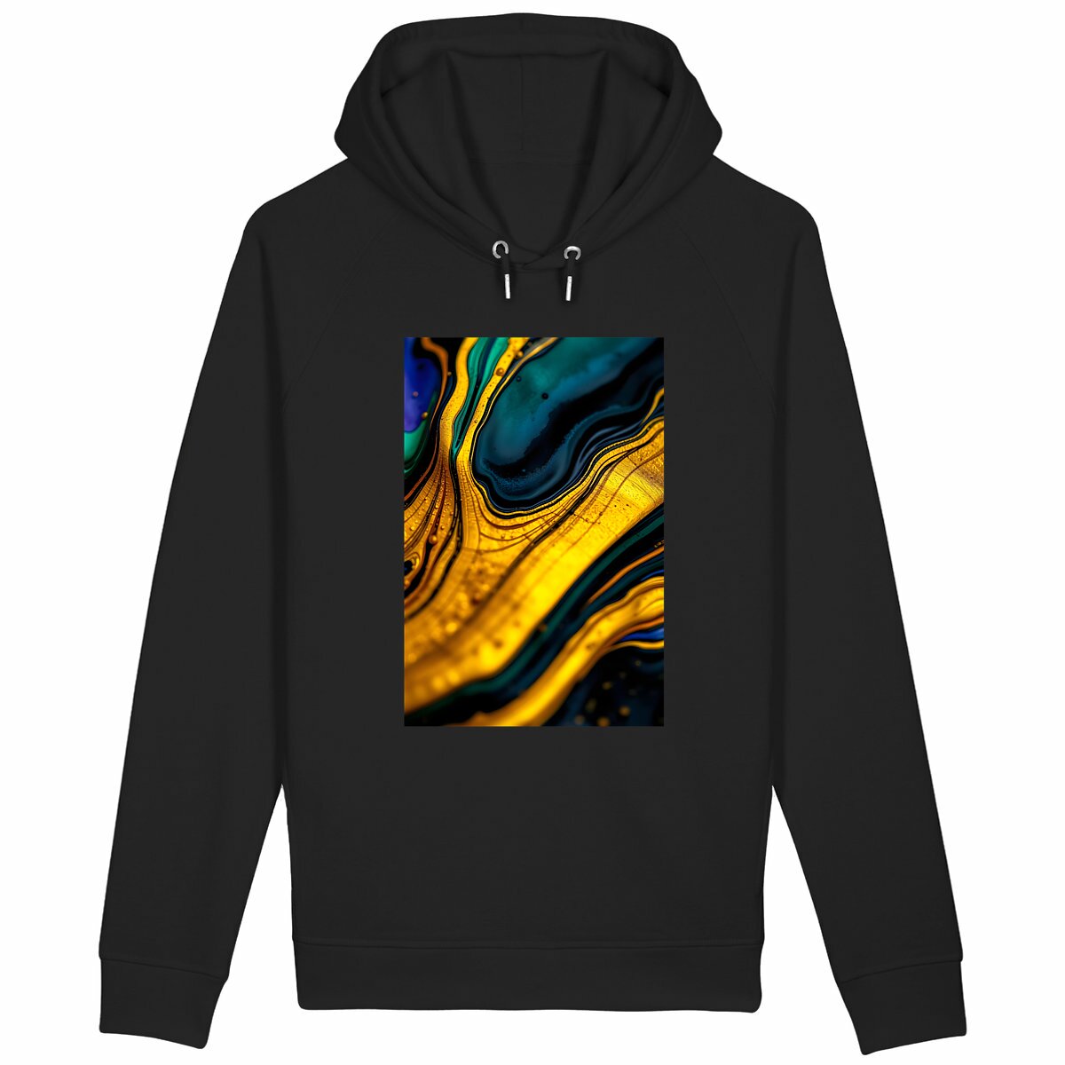 Sweat À Capuche Imprimé Avec Poches Latérales - face_noir